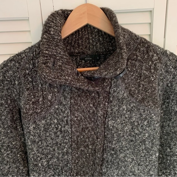 prAna Angelica Duster Cardigan Sweater Jacket Women S Gray Cable Knit Mid-Length - Picture 2 of 13